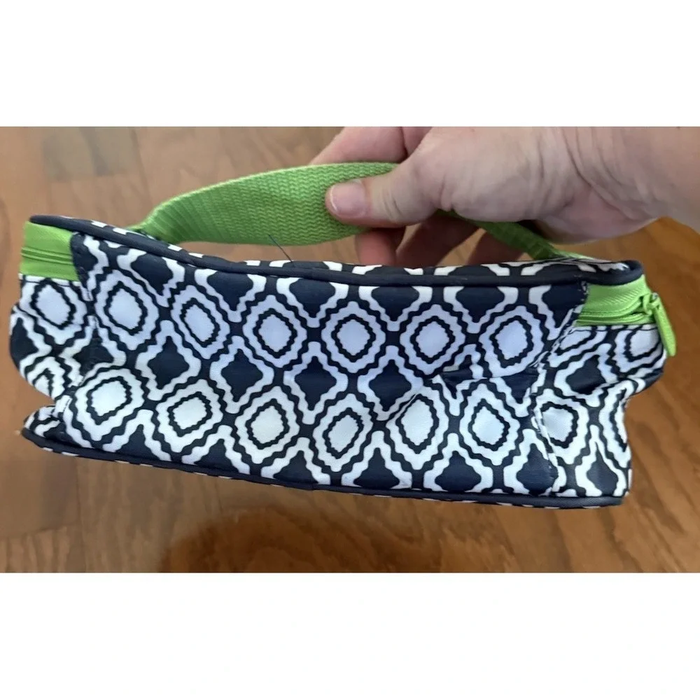 Thirty One Glamour Case Travel Bag Navy Lime Green Perfect Pendant Makeup Bag